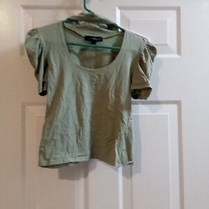 Derek Heart Sage Green Puff Sleeve Top